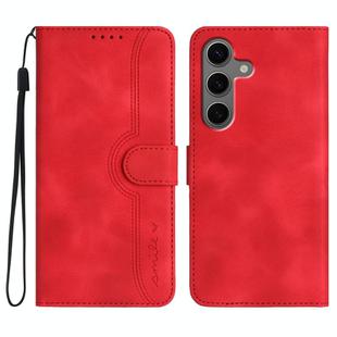 For Samsung Galaxy S25+ 5G Heart Pattern Skin Feel Leather Phone Case(Red)