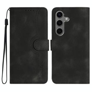 For Samsung Galaxy S25+ 5G Heart Pattern Skin Feel Leather Phone Case(Black)