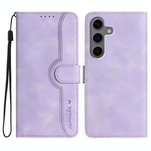 For Samsung Galaxy S25+ 5G Heart Pattern Skin Feel Leather Phone Case(Purple)