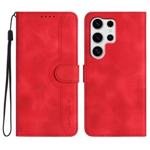 For Samsung Galaxy S25 Ultra 5G Heart Pattern Skin Feel Leather Phone Case(Red)