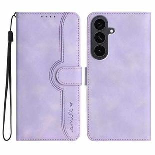 For Samsung Galaxy S25 FE 5G Heart Pattern Skin Feel Leather Phone Case(Purple)