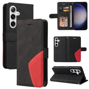 For Samsung Galaxy S25 / S24 5G Dual-color Splicing Flip Leather Phone Case(Black)