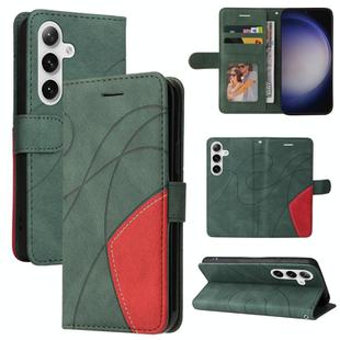 For Samsung Galaxy S25 / S24 5G Dual-color Splicing Flip Leather Phone Case(Green)
