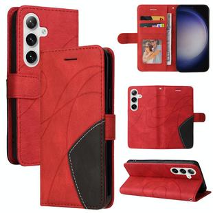 For Samsung Galaxy S25+ / S24+ 5G Dual-color Splicing Flip Leather Phone Case(Red)