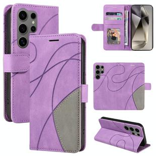 For Samsung Galaxy S25 Ultra 5G Dual-color Splicing Flip Leather Phone Case(Purple)