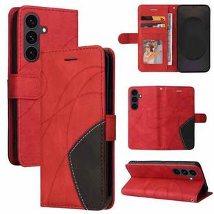 For Samsung Galaxy S25 FE 5G Dual-color Splicing Flip Leather Phone Case(Red)