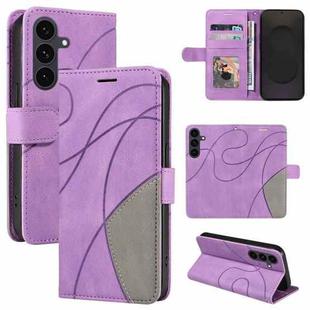For Samsung Galaxy S25 FE 5G Dual-color Splicing Flip Leather Phone Case(Purple)