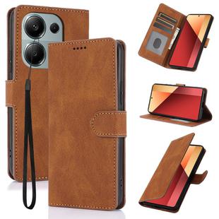 For Xiaomi Poco M6 Pro 4G Fantasy Skin-feel Calfskin Texture Leather Phone Case(Brown)