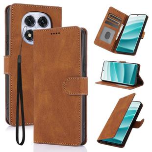 For Xiaomi Poco X7 5G Fantasy Skin-feel Calfskin Texture Leather Phone Case(Brown)
