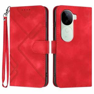 For vivo iQOO Z9s / V40e India Line Pattern Skin Feel Leather Phone Case(Red)