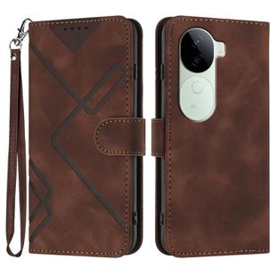 For vivo iQOO Z9s / V40e India Line Pattern Skin Feel Leather Phone Case(Coffee)