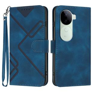 For vivo iQOO Z9s / V40e India Line Pattern Skin Feel Leather Phone Case(Royal Blue)