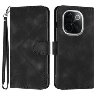 For vivo iQOO Z9s Pro / T3 Pro 5G India Line Pattern Skin Feel Leather Phone Case(Black)
