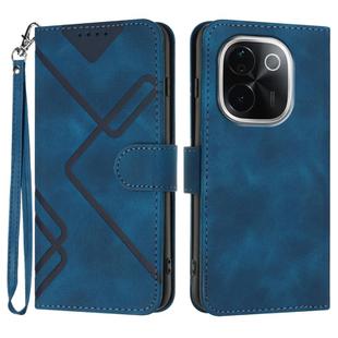 For vivo iQOO Z9s Pro / T3 Pro 5G India Line Pattern Skin Feel Leather Phone Case(Royal Blue)
