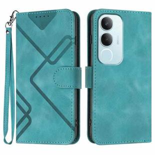 For vivo Y19s Global Line Pattern Skin Feel Leather Phone Case(Light Blue)