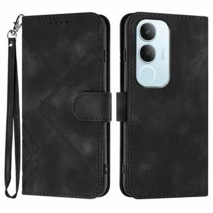 For vivo Y19s Global Line Pattern Skin Feel Leather Phone Case(Black)