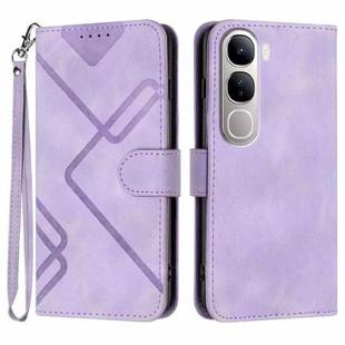 For vivo Y300 / vivo V40 Lite 4G / 5G IDN Line Pattern Skin Feel Leather Phone Case(Light Purple)