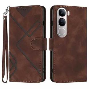 For vivo Y300 / vivo V40 Lite 4G / 5G IDN Line Pattern Skin Feel Leather Phone Case(Coffee)