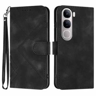 For vivo Y300 / vivo V40 Lite 4G / 5G IDN Line Pattern Skin Feel Leather Phone Case(Black)