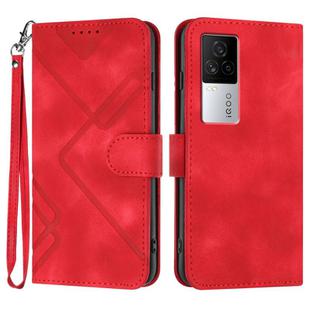For vivo iQOO 7 India / iQOO Neo5 Line Pattern Skin Feel Leather Phone Case(Red)
