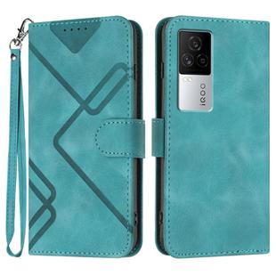 For vivo iQOO 7 India / iQOO Neo5 Line Pattern Skin Feel Leather Phone Case(Light Blue)
