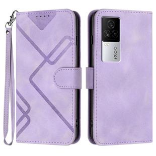 For vivo iQOO 7 India / iQOO Neo5 Line Pattern Skin Feel Leather Phone Case(Light Purple)