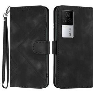 For vivo iQOO 7 India / iQOO Neo5 Line Pattern Skin Feel Leather Phone Case(Black)