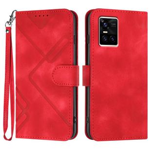 For vivo S10 / S10 Pro Line Pattern Skin Feel Leather Phone Case(Red)