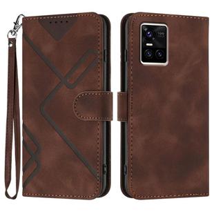 For vivo S10 / S10 Pro Line Pattern Skin Feel Leather Phone Case(Coffee)