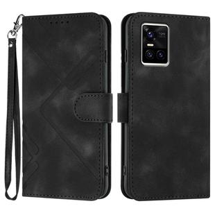 For vivo S10 / S10 Pro Line Pattern Skin Feel Leather Phone Case(Black)