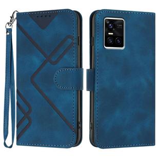 For vivo S10 / S10 Pro Line Pattern Skin Feel Leather Phone Case(Royal Blue)