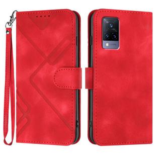 For vivo V21 4G / 5G / V21s Line Pattern Skin Feel Leather Phone Case(Red)