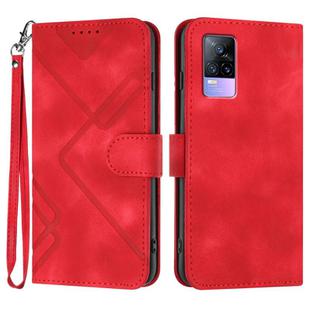 For vivo V21e 4G / Y73 2021 Line Pattern Skin Feel Leather Phone Case(Red)