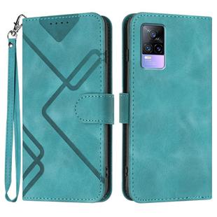 For vivo V21e 4G / Y73 2021 Line Pattern Skin Feel Leather Phone Case(Light Blue)