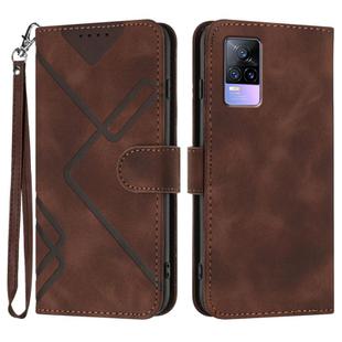 For vivo V21e 4G / Y73 2021 Line Pattern Skin Feel Leather Phone Case(Coffee)