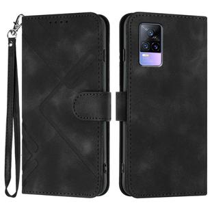 For vivo V21e 4G / Y73 2021 Line Pattern Skin Feel Leather Phone Case(Black)