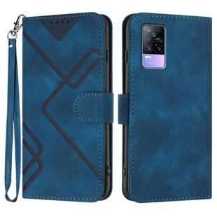 For vivo V21e 4G / Y73 2021 Line Pattern Skin Feel Leather Phone Case(Royal Blue)