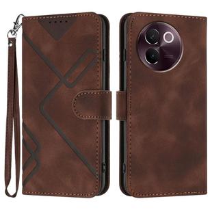 For vivo V30e Line Pattern Skin Feel Leather Phone Case(Coffee)