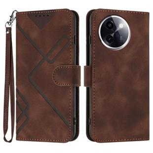 For vivo Y200i Line Pattern Skin Feel Leather Phone Case(Coffee)