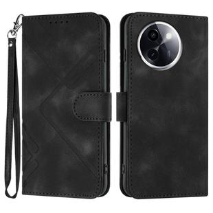 For vivo Y200i Line Pattern Skin Feel Leather Phone Case(Black)