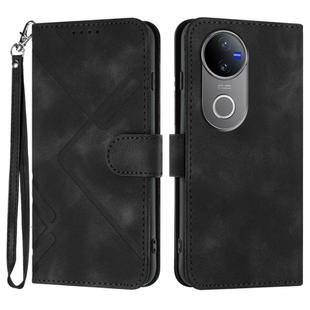 For vivo V50 Line Pattern Skin Feel Leather Phone Case(Black)