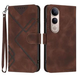 For vivo V50 Lite 4G / 5G Line Pattern Skin Feel Leather Phone Case(Coffee)