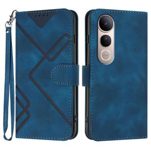 For vivo V50 Lite 4G / 5G Line Pattern Skin Feel Leather Phone Case(Royal Blue)