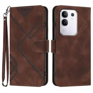 For vivo Y29 4G Line Pattern Skin Feel Leather Phone Case(Coffee)