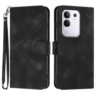 For vivo Y29 4G Line Pattern Skin Feel Leather Phone Case(Black)