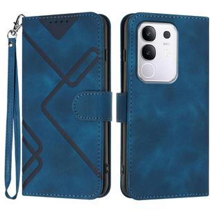 For vivo Y29 4G Line Pattern Skin Feel Leather Phone Case(Royal Blue)