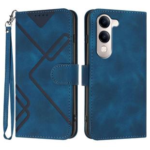 For vivo Y29s 5G / Y04 4G Global Line Pattern Skin Feel Leather Phone Case(Royal Blue)