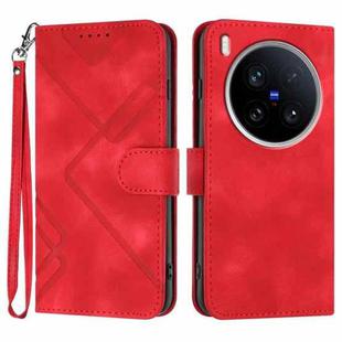 For vivo X200 Ultra Line Pattern Skin Feel Leather Phone Case(Red)