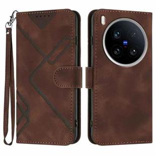 For vivo X200 Ultra Line Pattern Skin Feel Leather Phone Case(Coffee)