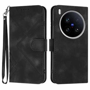 For vivo X200 Ultra Line Pattern Skin Feel Leather Phone Case(Black)